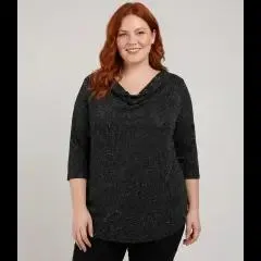 Shirt mit Glitzerfäden Janina curved, 3/4-Arm