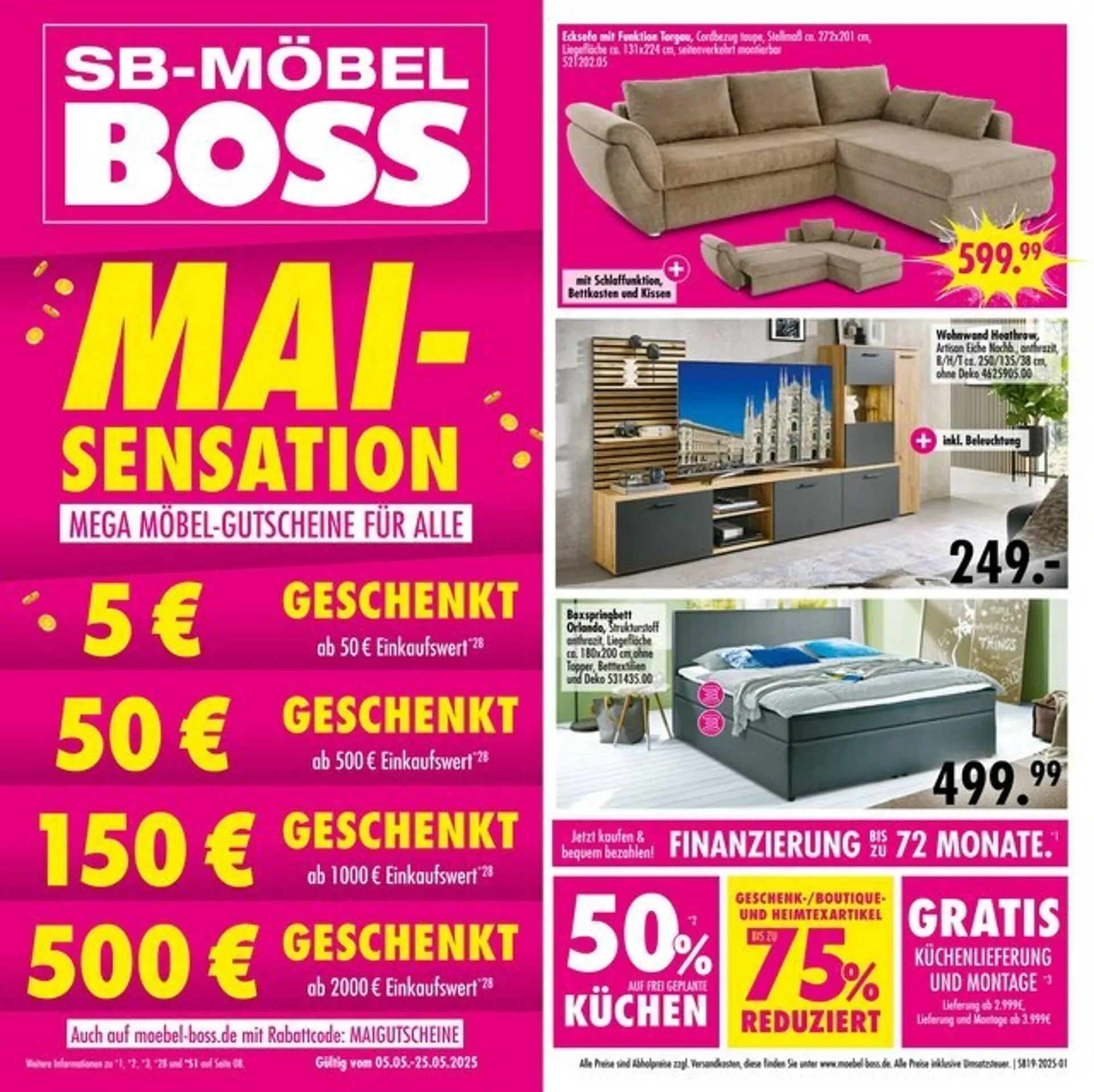 Möbel Boss Prospekt von 5. Mai bis 25. Mai 2025 - Prospekt seite 1