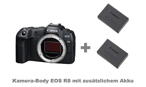 Canon EOS R8 Body + 2. LP-E17 Akku Kamerakit