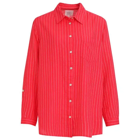 Damen Leinen-Bluse mit Hemdkragen