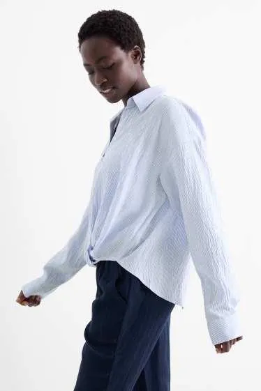 Blouse with knot detail - striped