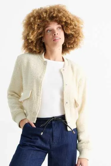 Bouclé bomber jacket