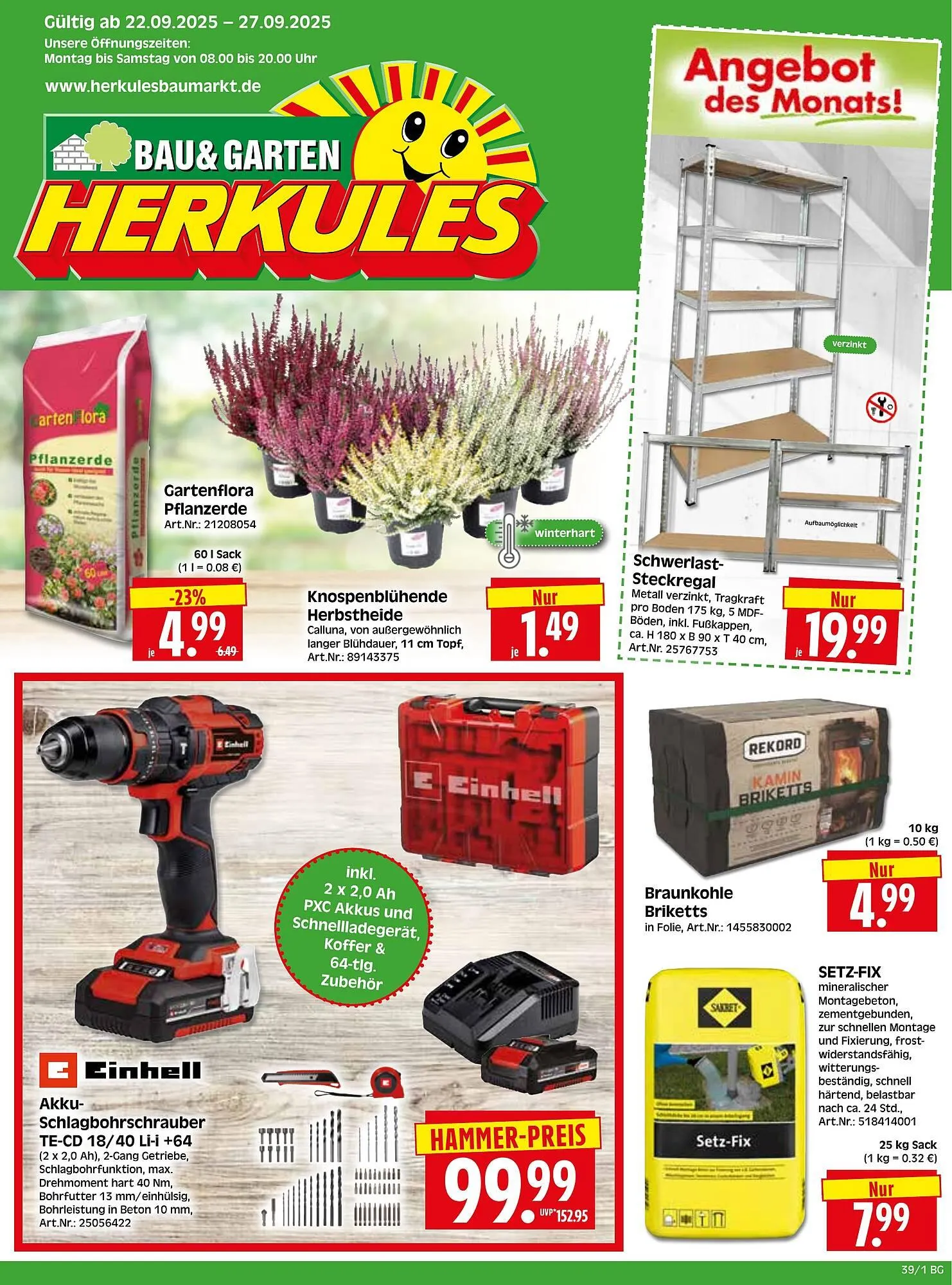 Herkules Baumarkt Prospekt von 22. September bis 27. September 2025 - Prospekt seite 1