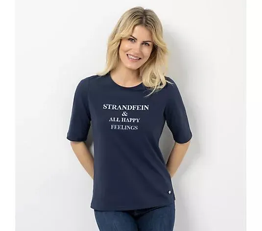 Wählen Sie Ihre Variante: STRANDFEIN Shirt, 1/2-Arm Rundhalsausschnitt Logo-Druck figurumspielend