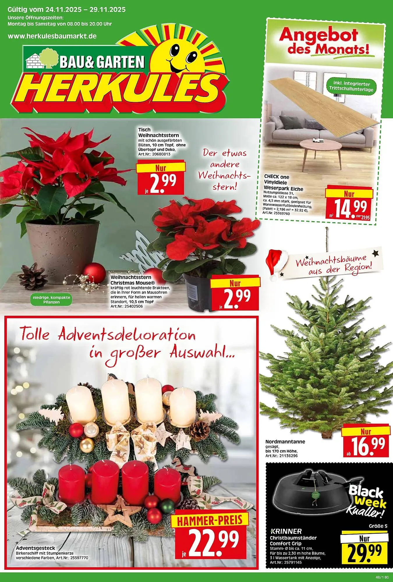 Herkules Baumarkt Prospekt von 24. November bis 29. November 2025 - Prospekt seite 1