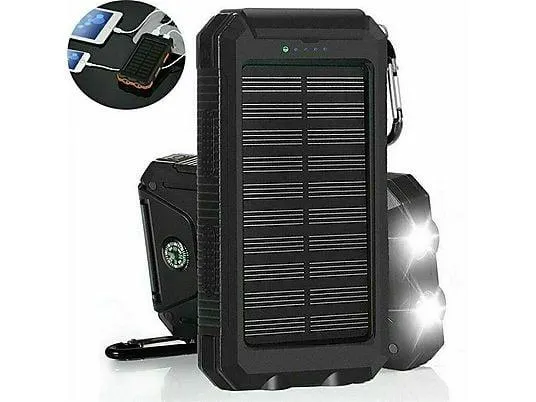 DARMLINK 30000mAh,mit LED,Wasserdicht, Stoßfest, Kompass Solar Powerbank 30000mAh Schwarz