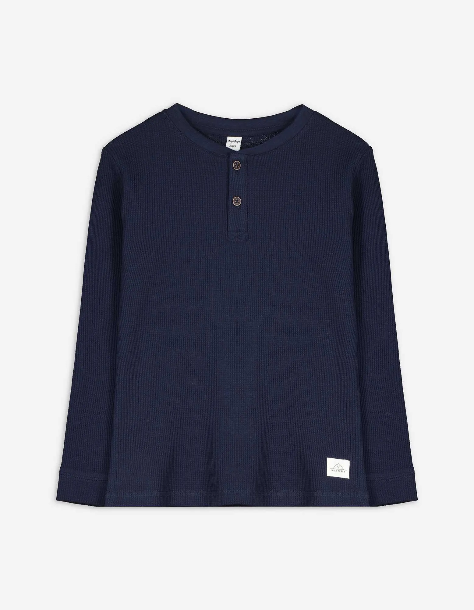 Maglia a manica lunga - Scollo Henley - blu scuro