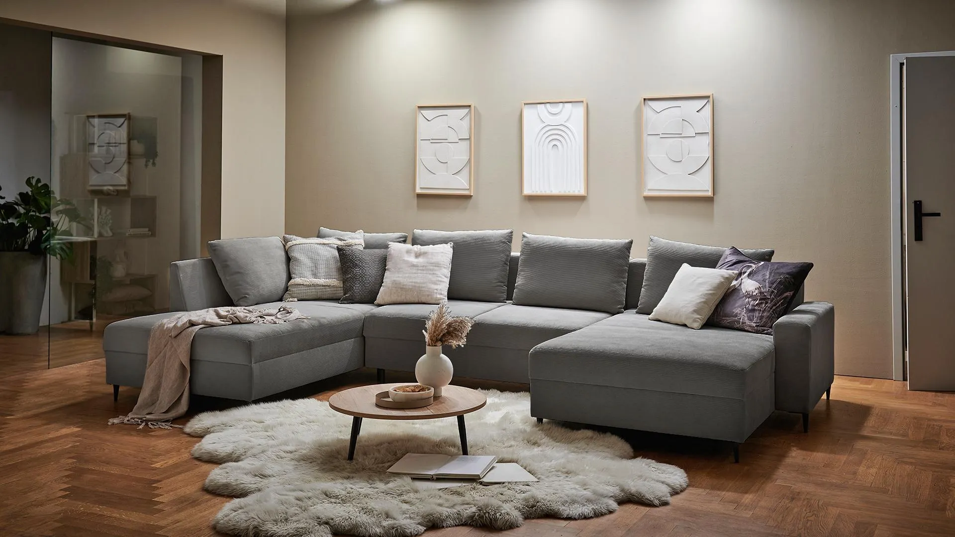 Wohnlandschaft Jana mit Schlaffunktion Stoff