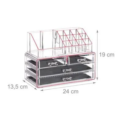2 x Make Up Organizer transparent/pink