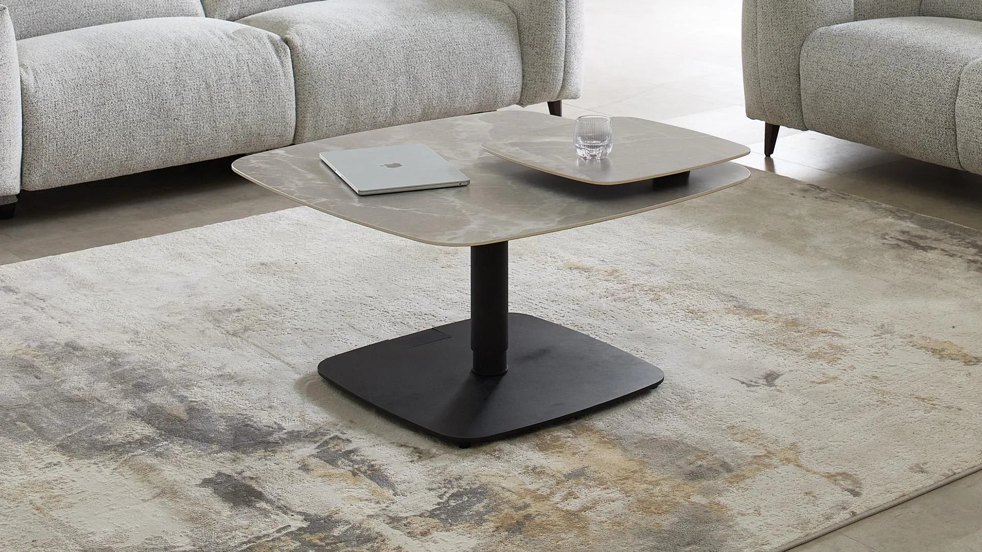 Couchtisch Caramico 21 mit höhenverstellbarer Keramik Tischplatte