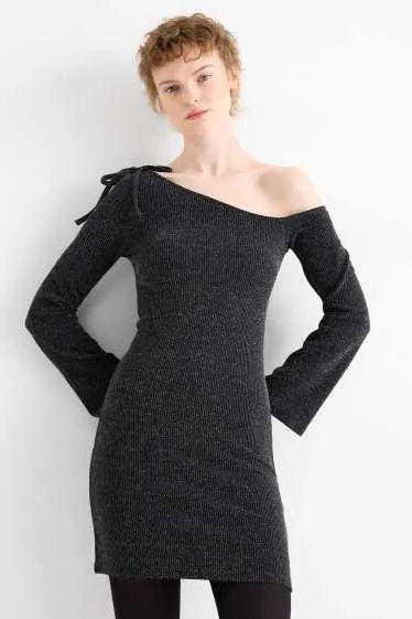 Bodycon dress - ribbed - shiny