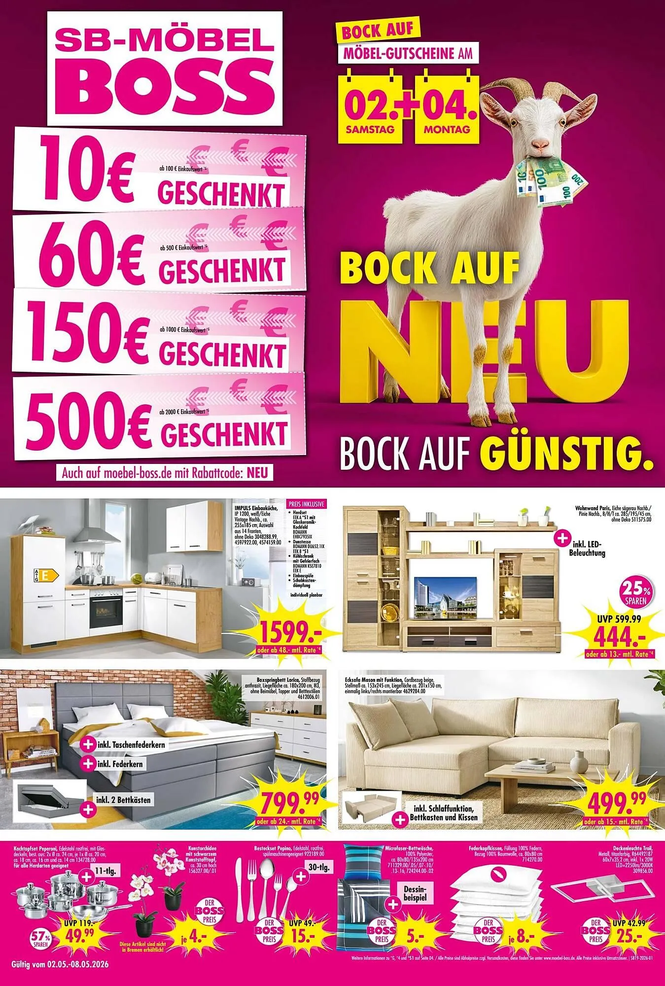 Möbel Boss Prospekt von 2. Mai bis 9. Mai 2026 - Prospekt seite 1