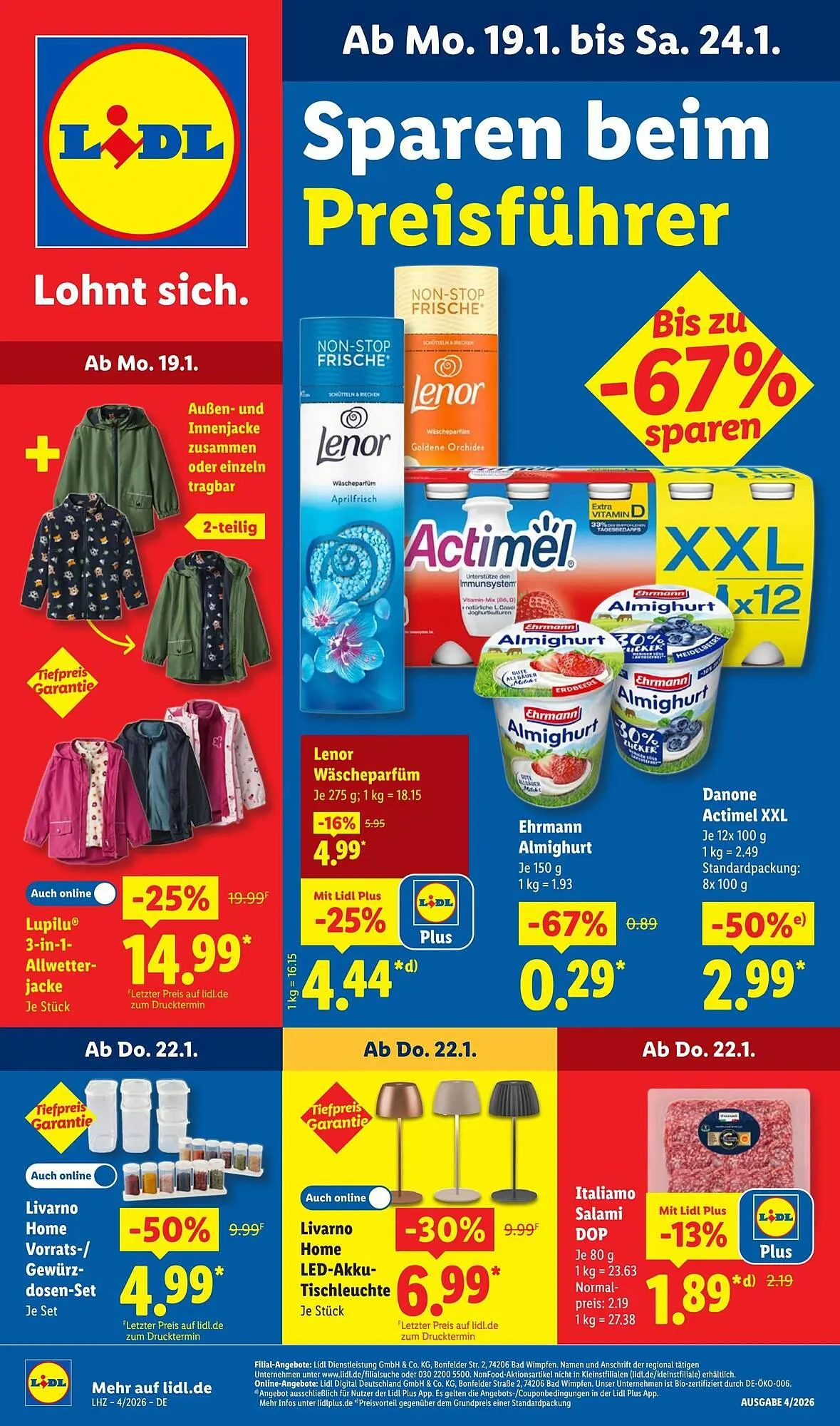 Lidl Prospekt von 19. Januar bis 25. Januar 2026 - Prospekt seite 1