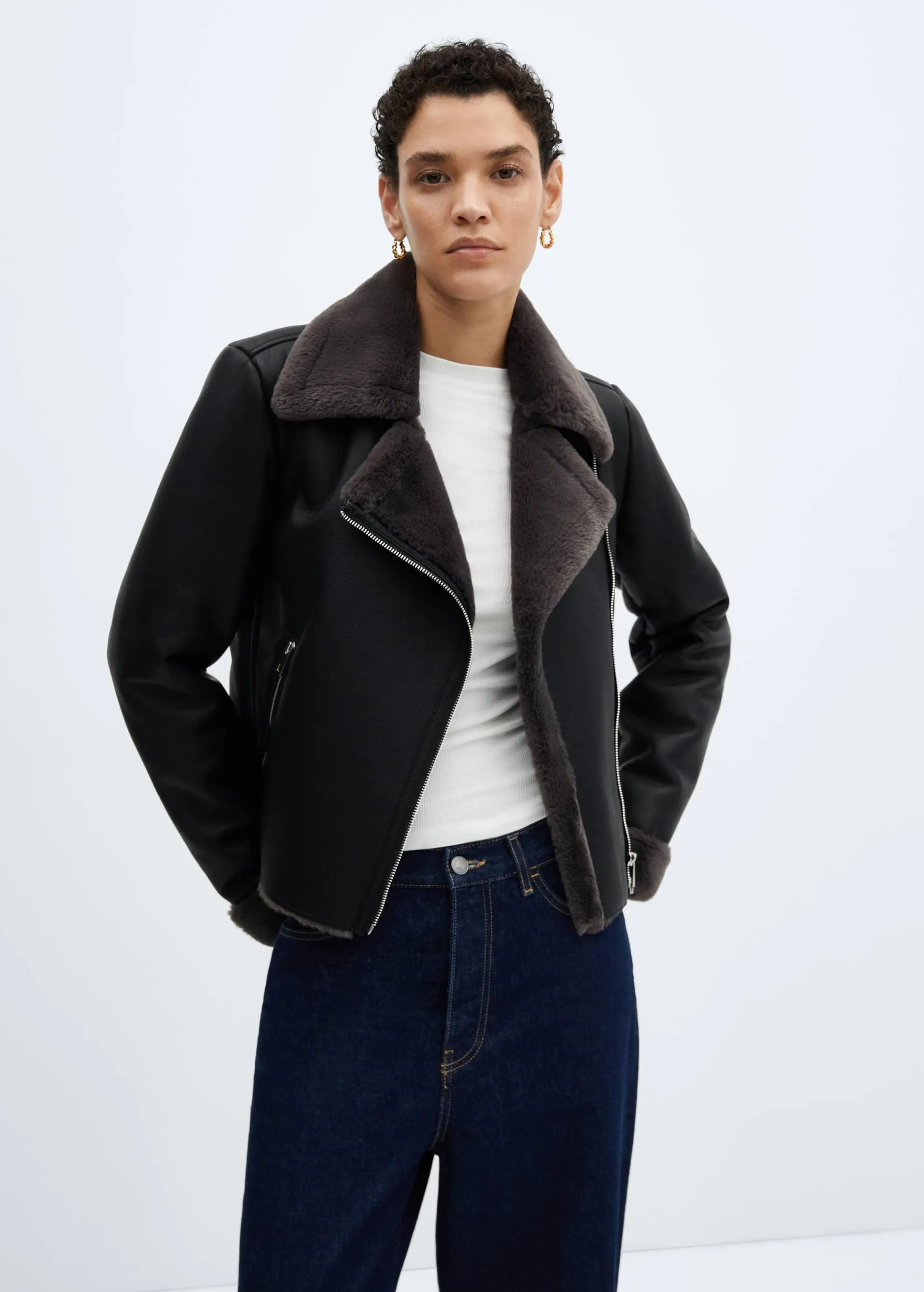 Faux shearling-lined jacket