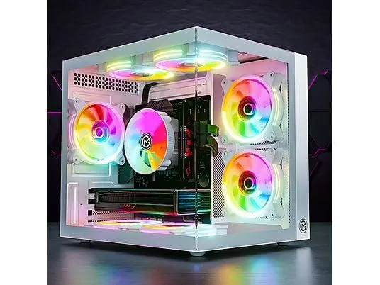 GAMEMACHINES HyperCube Snow Edition, RGb Kühler, AMD Ryzen 7 5700X, Gaming PC mit AMD Ryzen™ 7 5700X Prozessor, 32 GB RAM, 1000 GB SSD GeForce RTX™ 5060 Ti, Windows 11 Pro