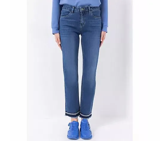 STEFFEN SCHRAUT Jeanshose knöchellang Strass-Detail gerades Bein