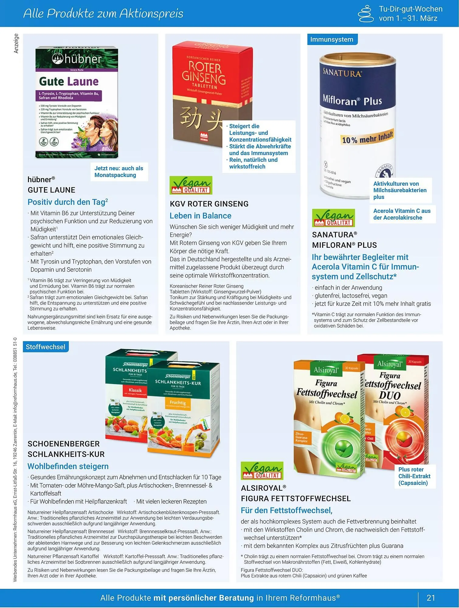 Reformhaus Prospekt von 1. März bis 31. März 2025 - Prospekt seite 21