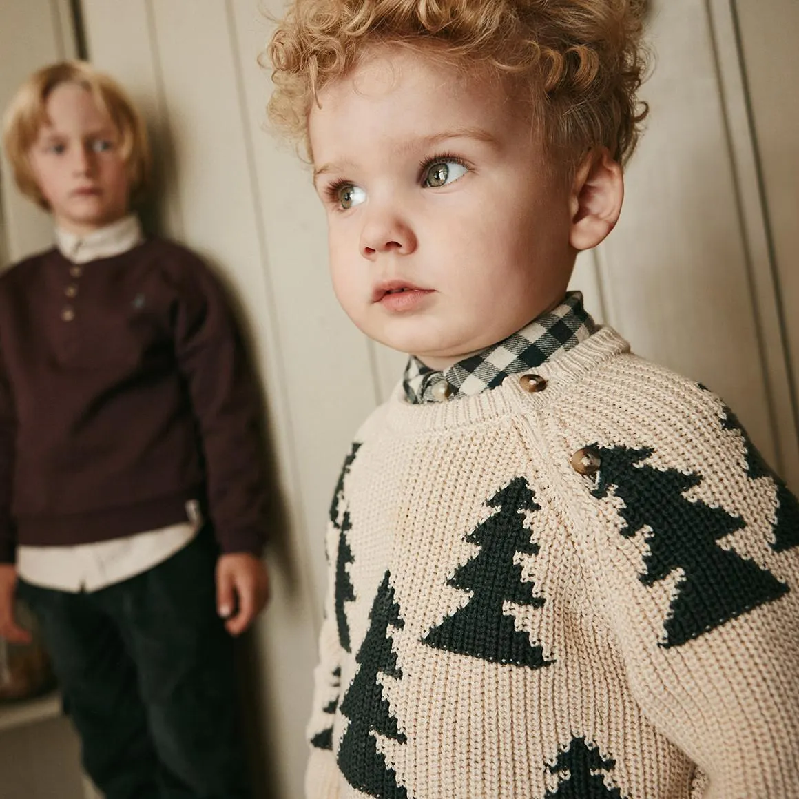 Baby Strickpullover mit Tannen-Allover