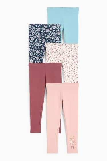 Multipack of 5 - girl and flowers - leggings