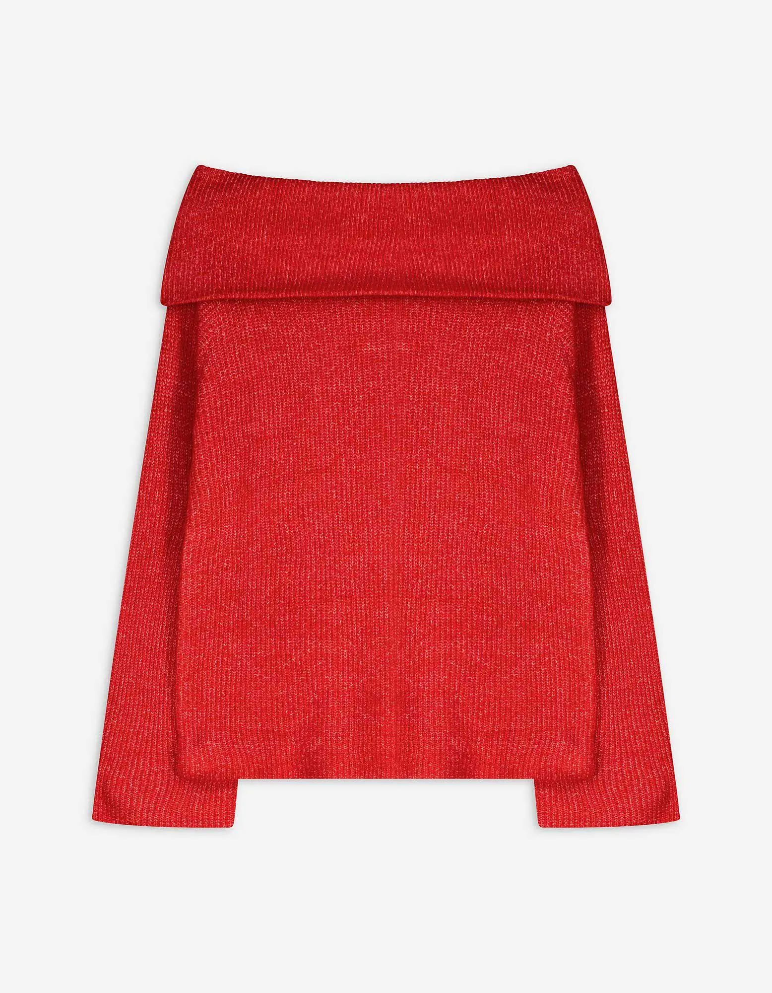 Strickpullover - Carmen-Ausschnitt - rot