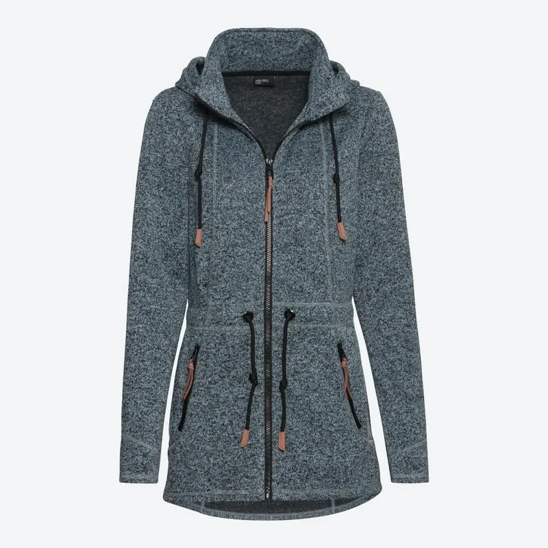 Damen-Jacke in Fleece-Optik mit Kapuze
