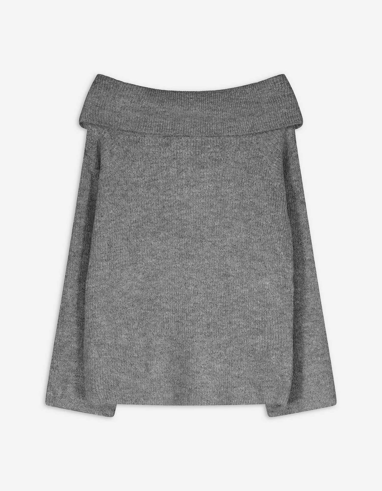 Strickpullover - Carmen-Ausschnitt - grau