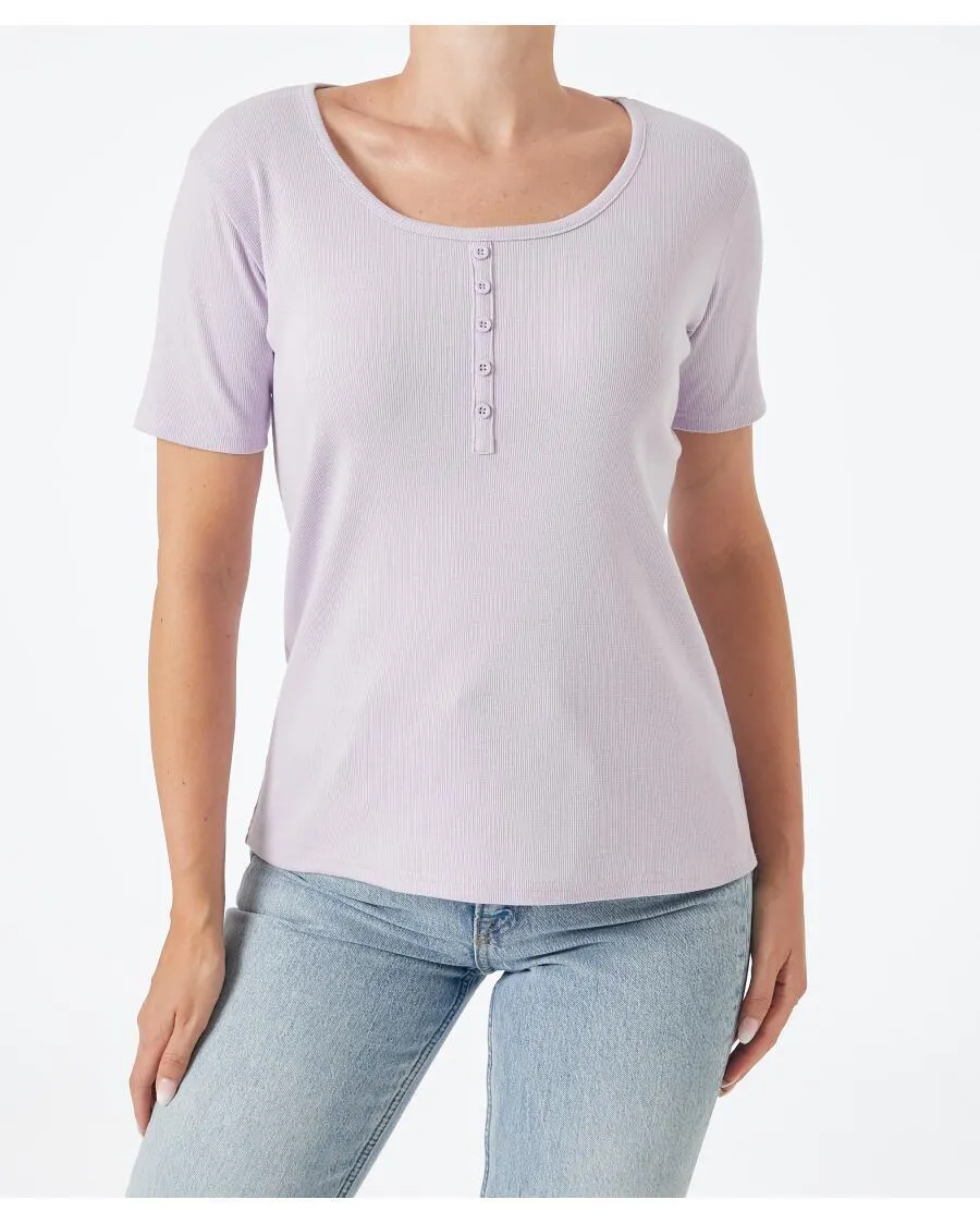 T-Shirt mit Zierknopfleiste Janina, Rundhalsausschnitt