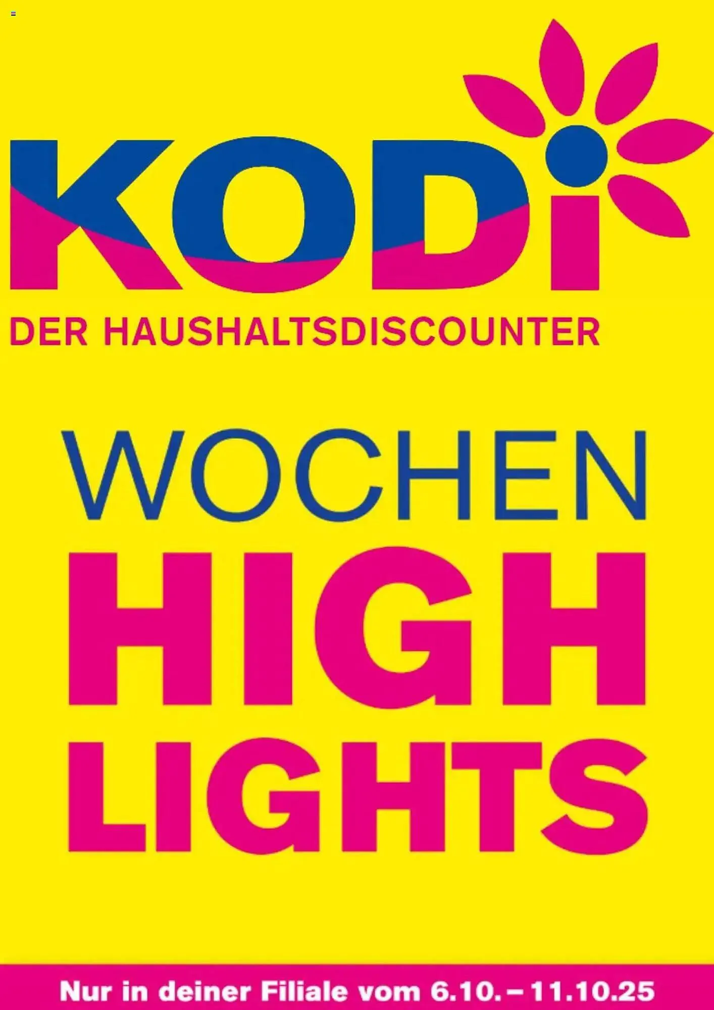 KODi Prospekt von 6. Oktober bis 11. Oktober 2025 - Prospekt seite 1
