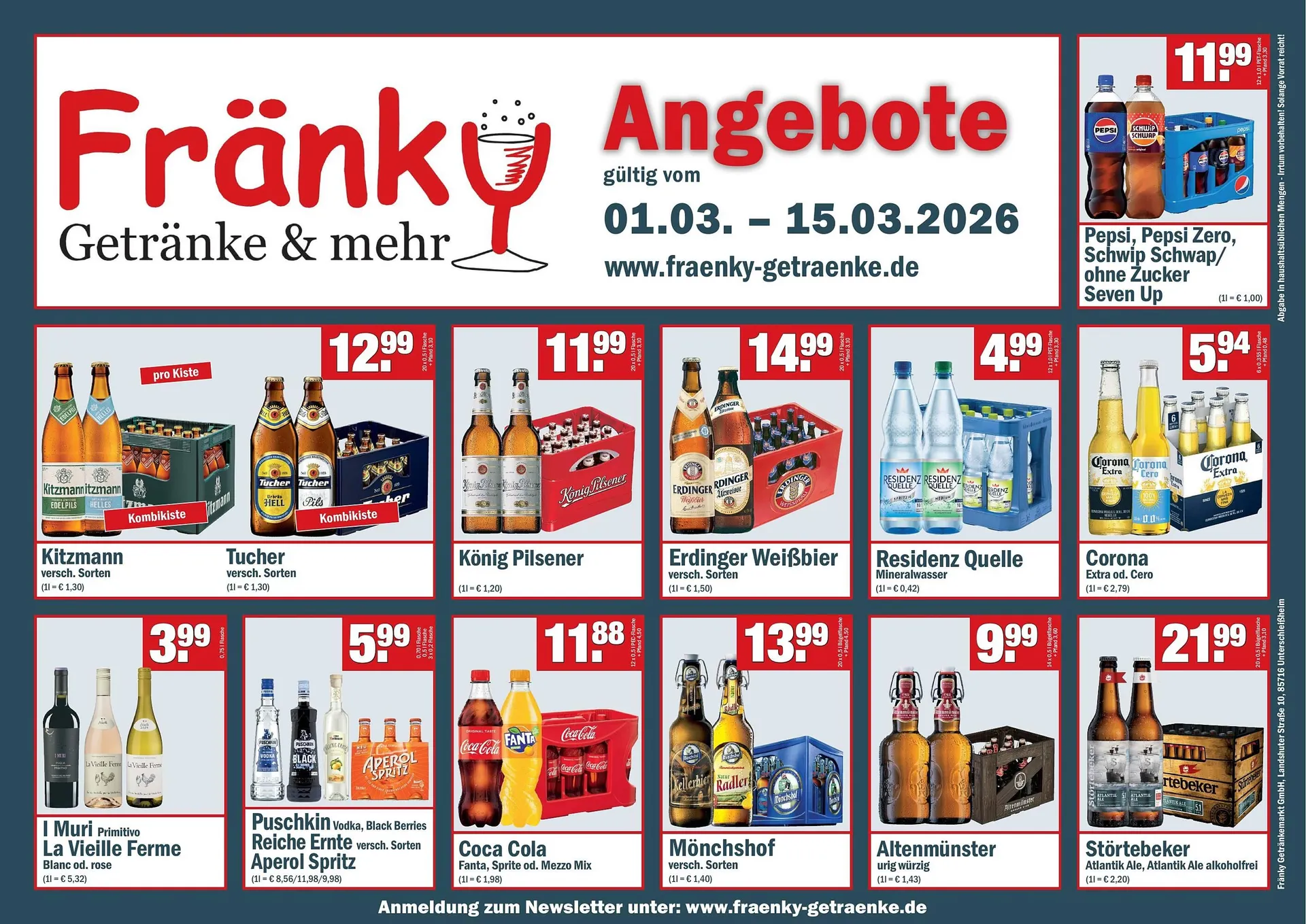 Fränky Getränke Prospekt von 1. März bis 15. März 2026 - Prospekt seite 1