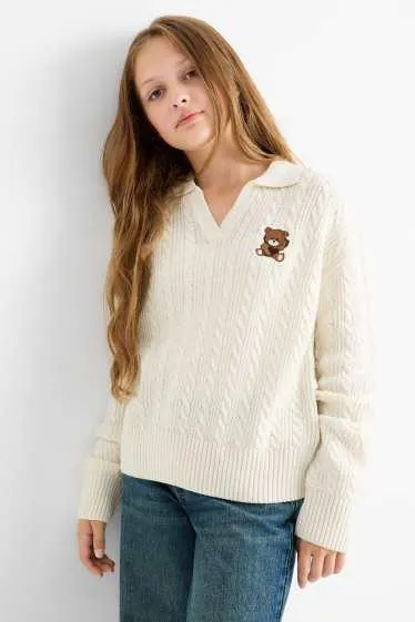 Teddy bear - jumper - cable knit pattern