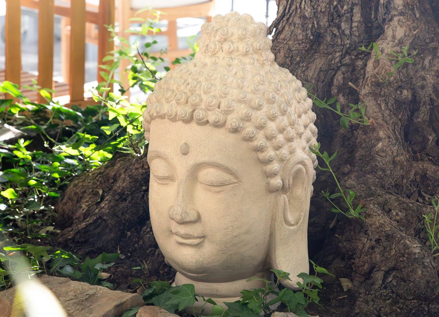 Buddha Deko-Kopf groß 29,5x47cm Sand