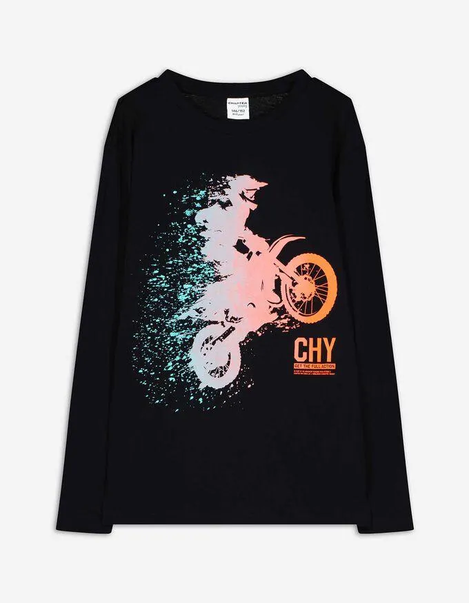 Longsleeve - Vooropdruk - zwart