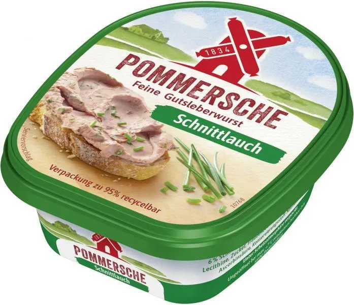 Rügenwalder Mühle Pommersche Feine Gutsleberwurst Schnittlauch 125 g