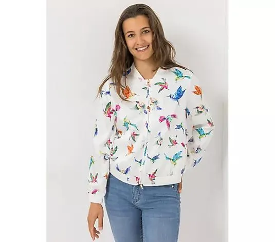 ANNI FOR FRIENDS Blouson 2-Wege-Reißverschluss Allover-Druck figurumspielend