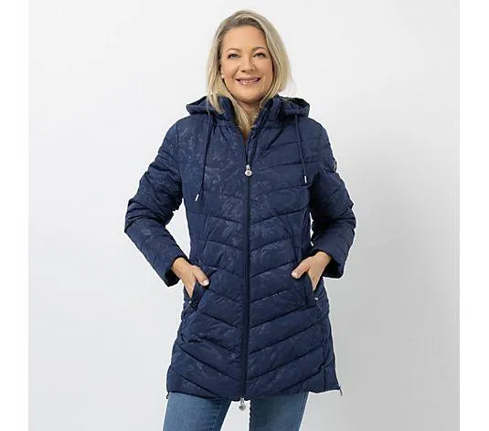 CENTIGRADE Steppmantel 2-Wege-Reißverschluss Kapuze abnehmbar dezenter Print