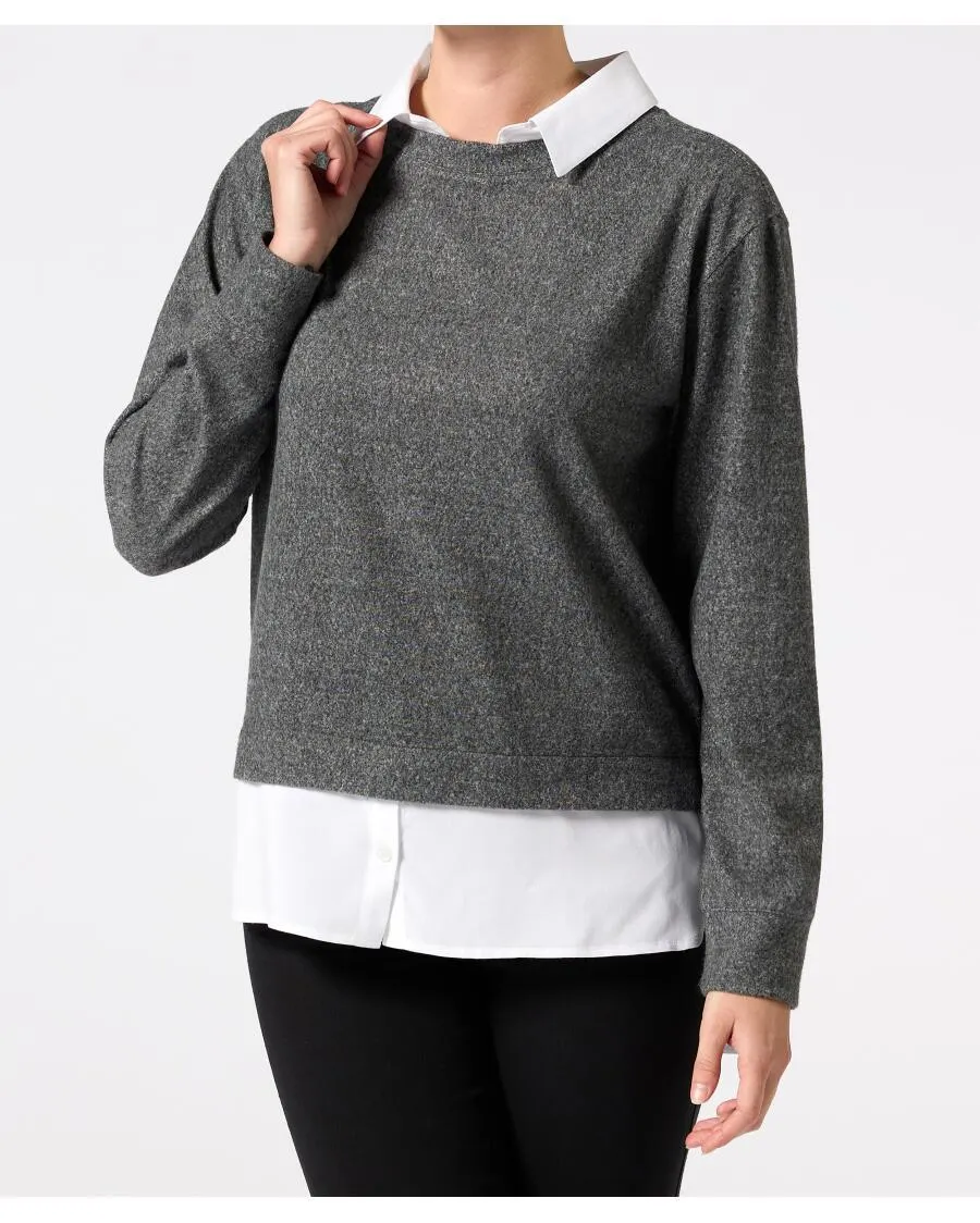 Strickpullover mit Hemdeinsatz