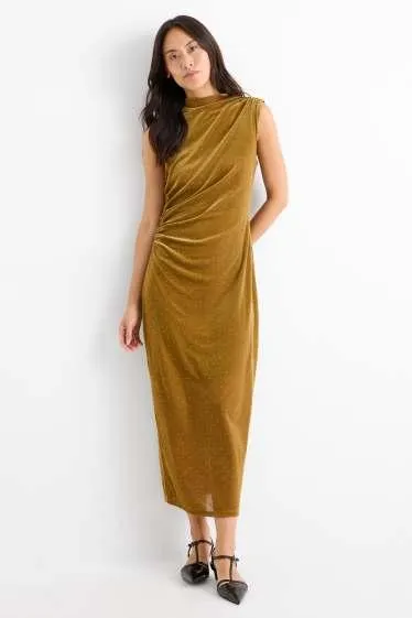 Velvet bodycon dress with rhinestones