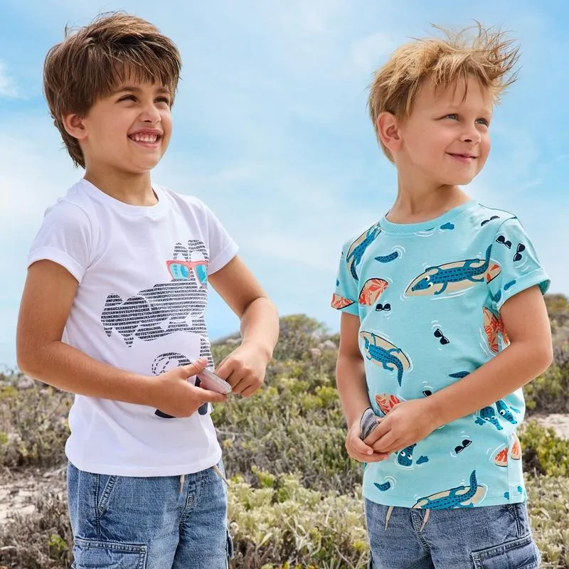 Kinder-Jungen-T-Shirt mit Kroko-Motiv, 2er-Pack