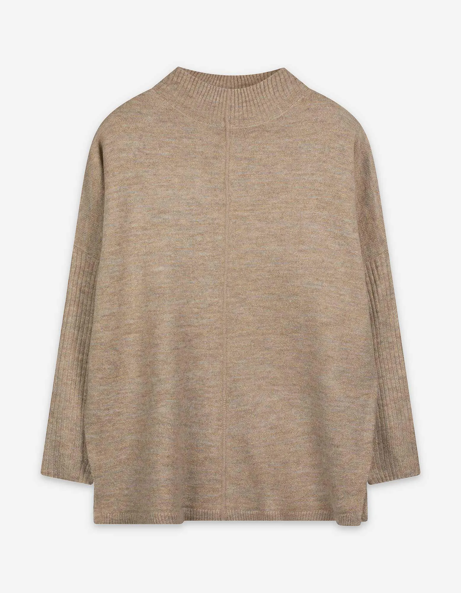 Longpullover - Seitenschlitz - beige
