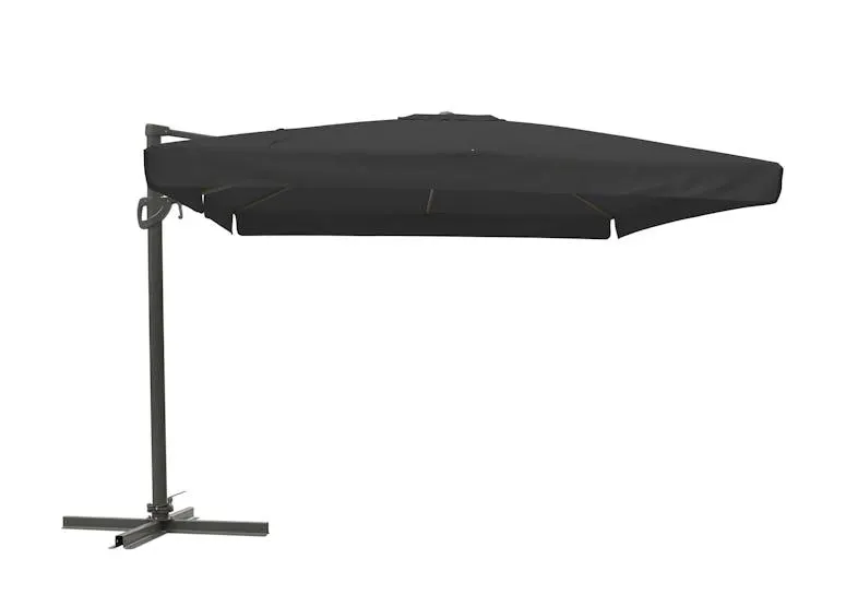 METRO PROFESSIONAL Ampelschirm quadratisch, mit Volant, Aluminium/Stahl, 3 x 3 m, mit Kurbel und Kippfunktion, anthrazit/grau