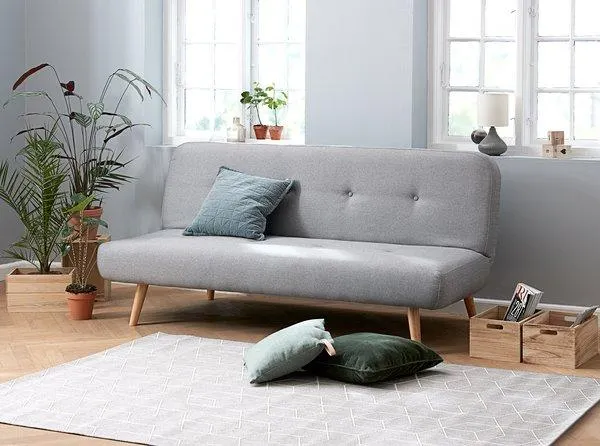 Kanapéágy JUVRE világosszürke szövet/natúr