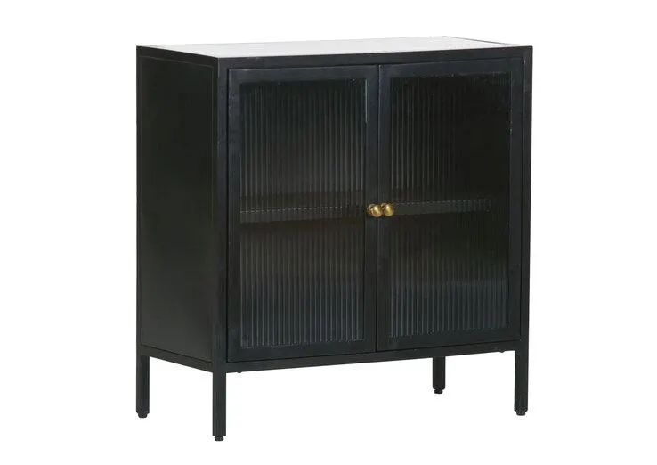 Kommode 70 x 72 cm Platte Marmor weiß/Türfront Strukturglas