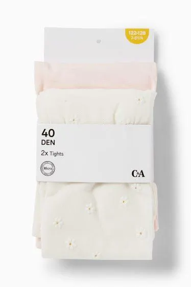 Multipack of 2 - floral - tights - 40 denier