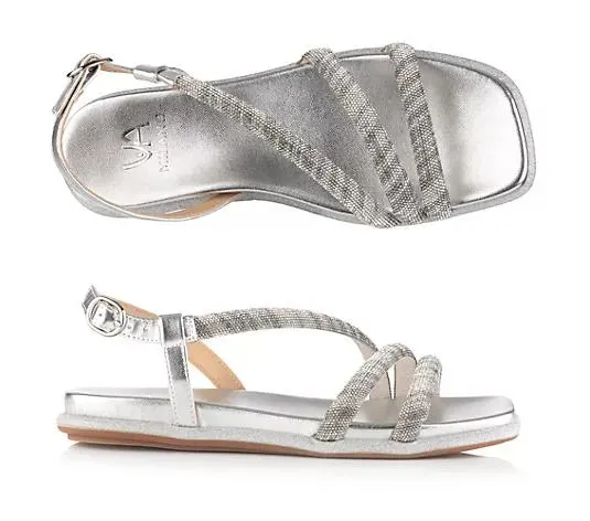 VIA MILANO Damen-Sandale verstellbare Riemen Strass-Applikationen Absatz ca. 2 cm