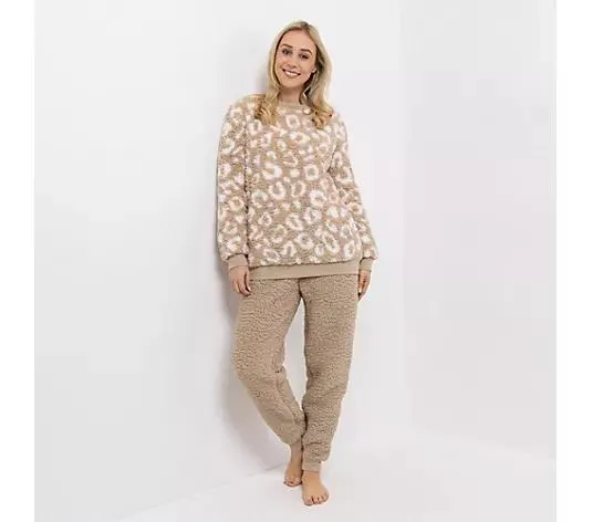 MONT CHALET Damen-Hausanzug,2tlg. Pullover mit Rundhals Schäfchenfell Hose mit Taschen