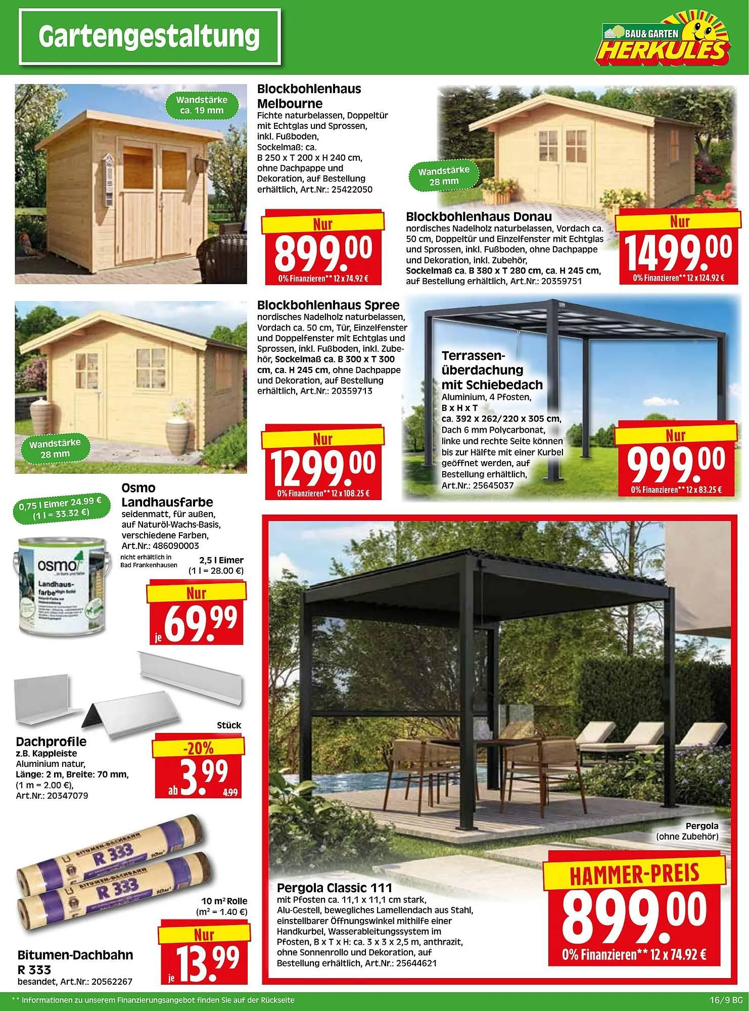 Herkules Baumarkt Prospekt von 14. April bis 19. April 2025 - Prospekt seite 9