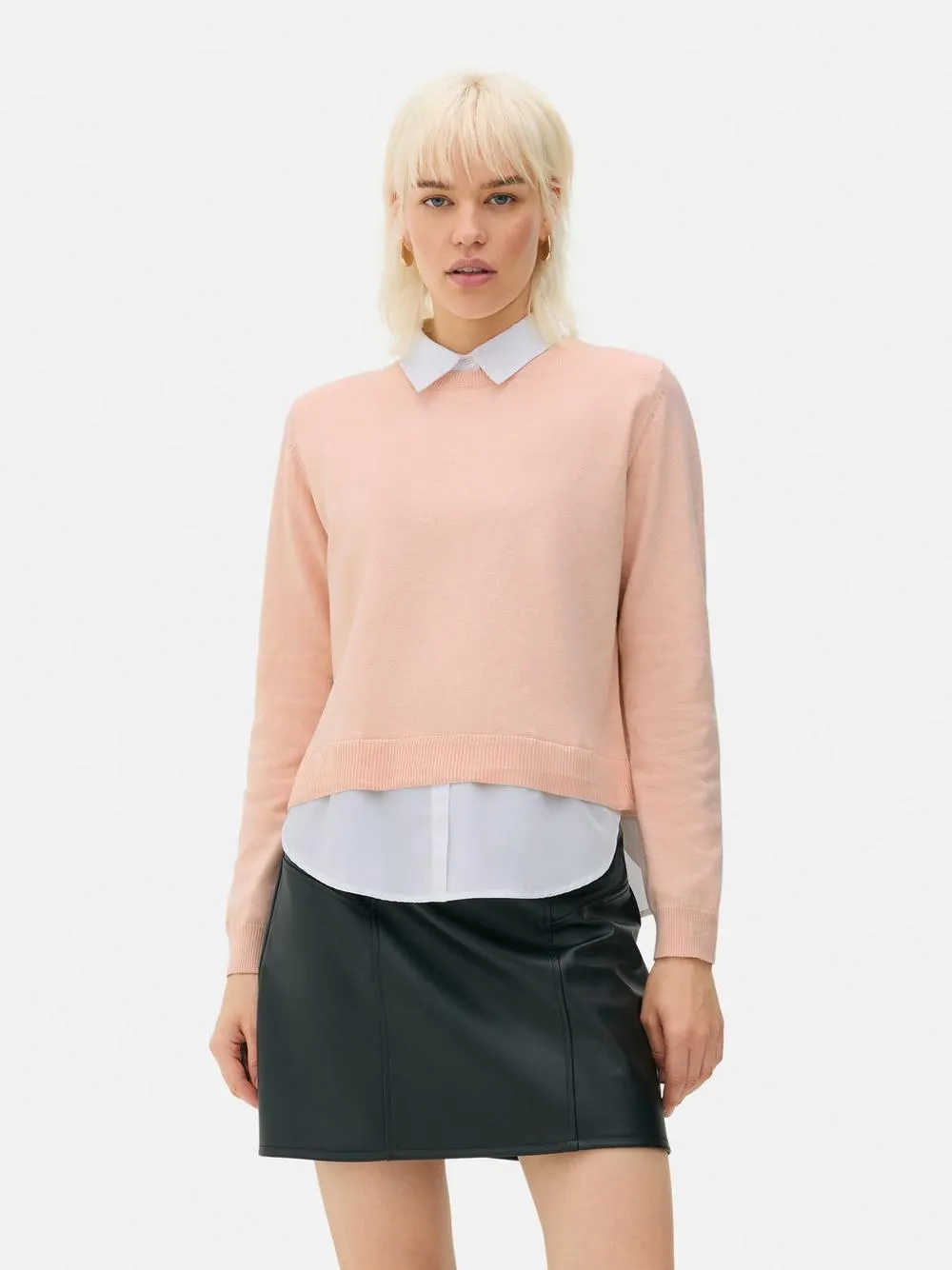 2-in-1-Pullover mit Hemd und Kragen