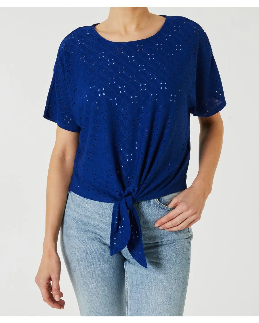 T-Shirt Lochmuster Janina, Knotendetail