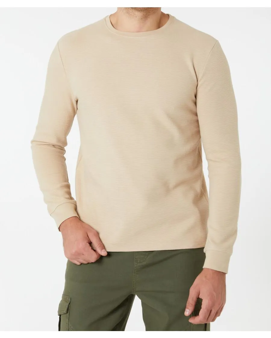 Strukturiertes Langarmshirt X-Mail, Rundhalsausschnitt