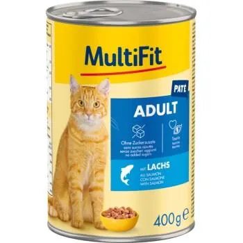 MultiFit Nassfutter Katze Adult, Paté, Lachs 6x400 g